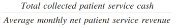 cash collection as percent of net patient services rev